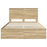 Bed Frame with Drawer Sonoma Oak 135 x 190 cm Engineered Wood - Low Angle