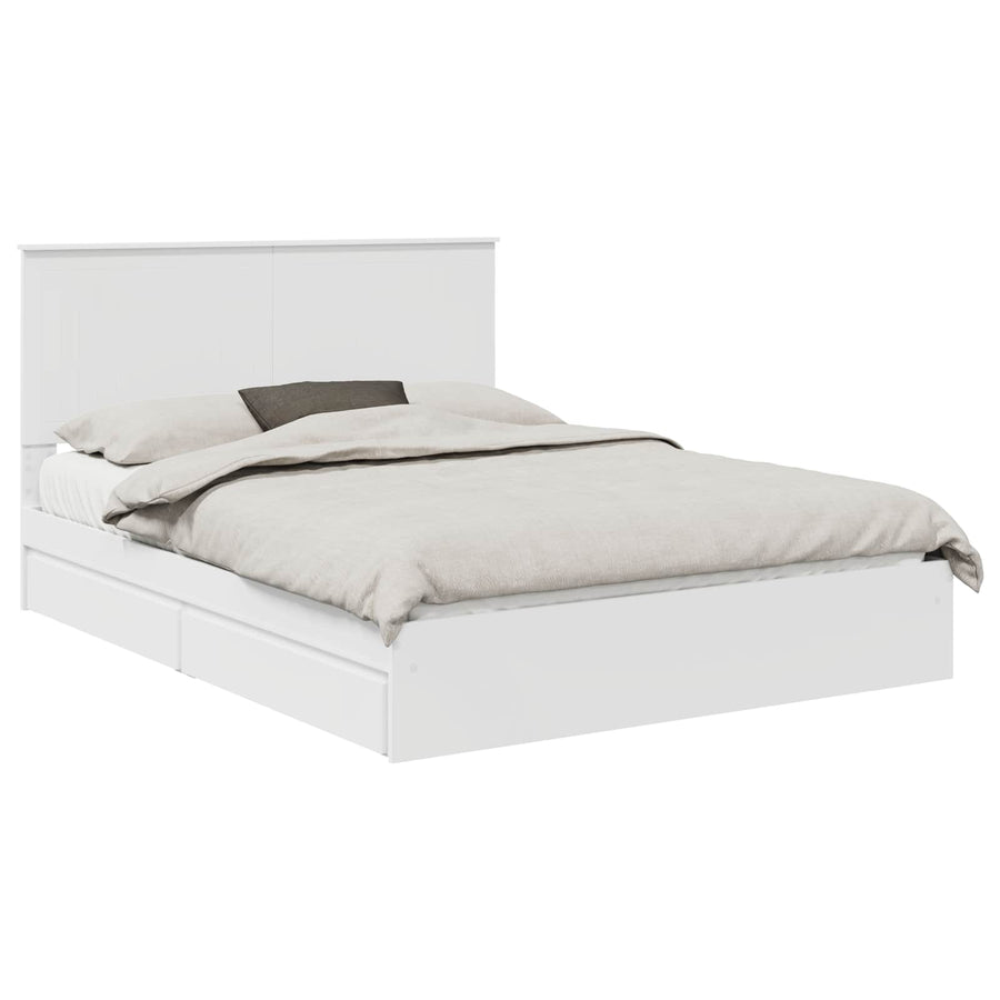 Storage Bed with Drawer White 150 x 200 cm Engineered Wood