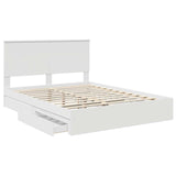 Storage Bed with Headboard White 150 x 200 cm Engineered Wood