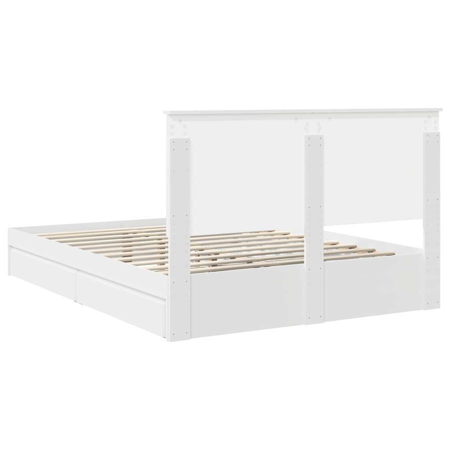 Storage Bed with Drawer White 150 x 200 cm Engineered Wood