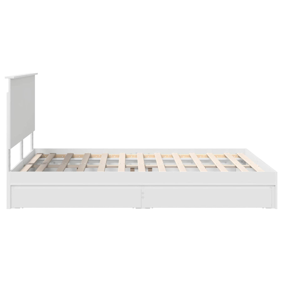 Storage Bed with Drawer White 150 x 200 cm Engineered Wood
