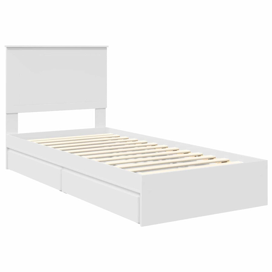 Storage Bed with Drawer White 90 x 190 cm Engineered Wood