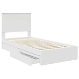 Storage Bed with Headboard White 90 x 190 cm Engineered Wood - 45-Degree Angle