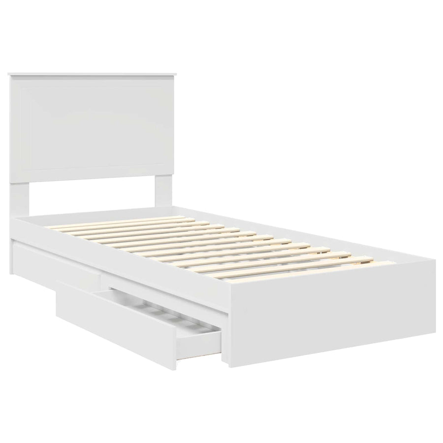 Storage Bed with Drawer White 90 x 190 cm Engineered Wood