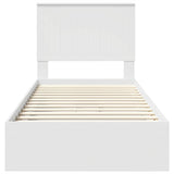 Storage Bed with Headboard White 90 x 190 cm Engineered Wood - Low Angle