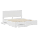Bed Frame with Headboard White 180 x 200 cm Engineered Wood - 45-Degree Angle
