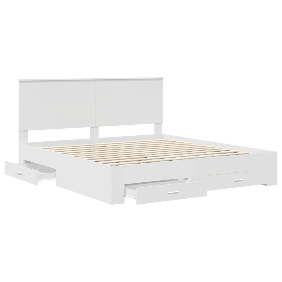 Bed Frame with Drawer White 180 x 200 cm Engineered Wood