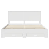 Bed Frame with Headboard White 180 x 200 cm Engineered Wood - Low Angle