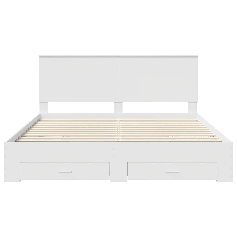 Bed Frame with Drawer White 180 x 200 cm Engineered Wood