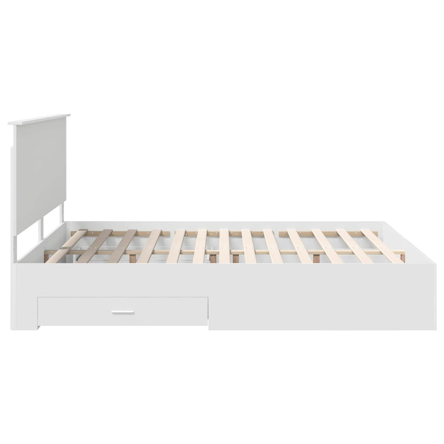Bed Frame with Drawer White 180 x 200 cm Engineered Wood