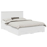 Bed Frame with Headboard White 150 x 200 cm Engineered Wood - Front View