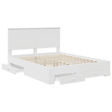 Bed Frame with Headboard White 150 x 200 cm Engineered Wood - 45-Degree Angle