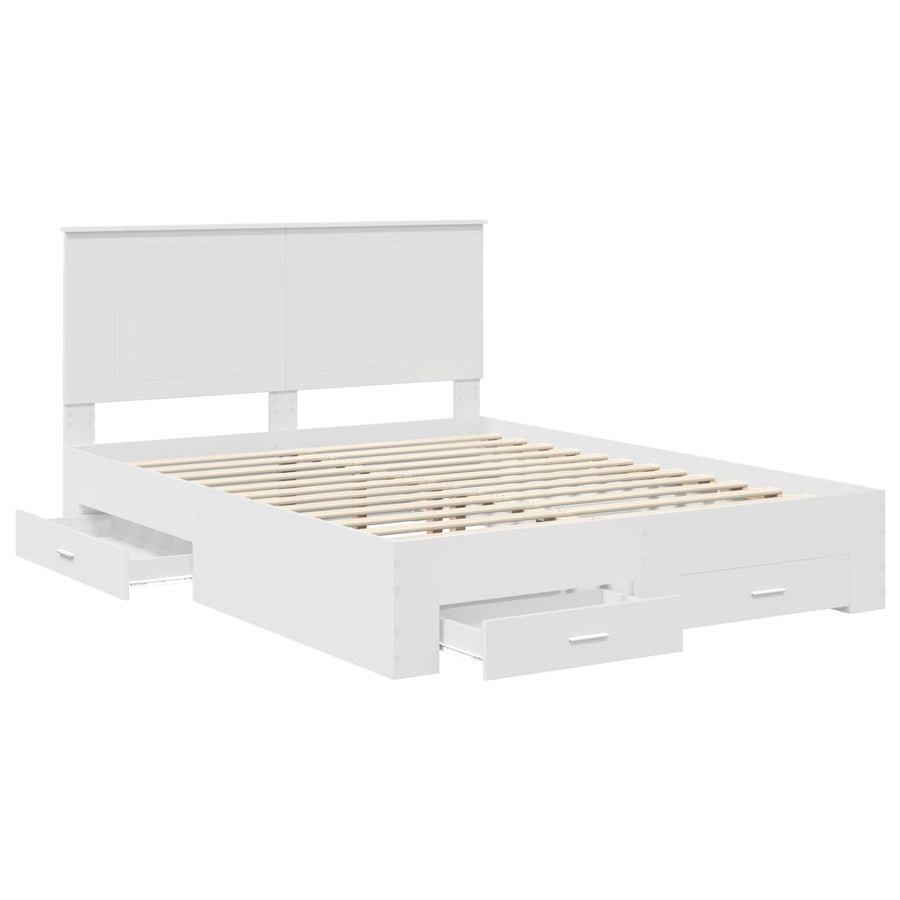 Bed Frame with Drawer White 150 x 200 cm Engineered Wood