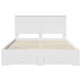 Bed Frame with Headboard White 150 x 200 cm Engineered Wood - Low Angle