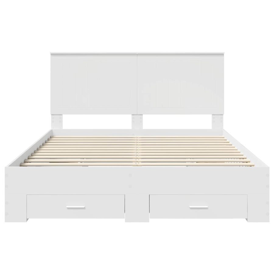 Bed Frame with Drawer White 150 x 200 cm Engineered Wood