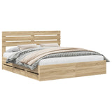 Bed Frame with Drawer Sonoma Oak 180 x 200 cm Engineered Wood - Front View