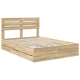 Bed Frame with Drawer Sonoma Oak 150 x 200 cm Engineered Wood - Top-Down View