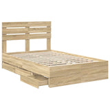 Bed Frame with Drawer Sonoma Oak 135 x 190 cm Engineered Wood