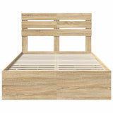 Bed Frame with Drawer Sonoma Oak 135 x 190 cm Engineered Wood