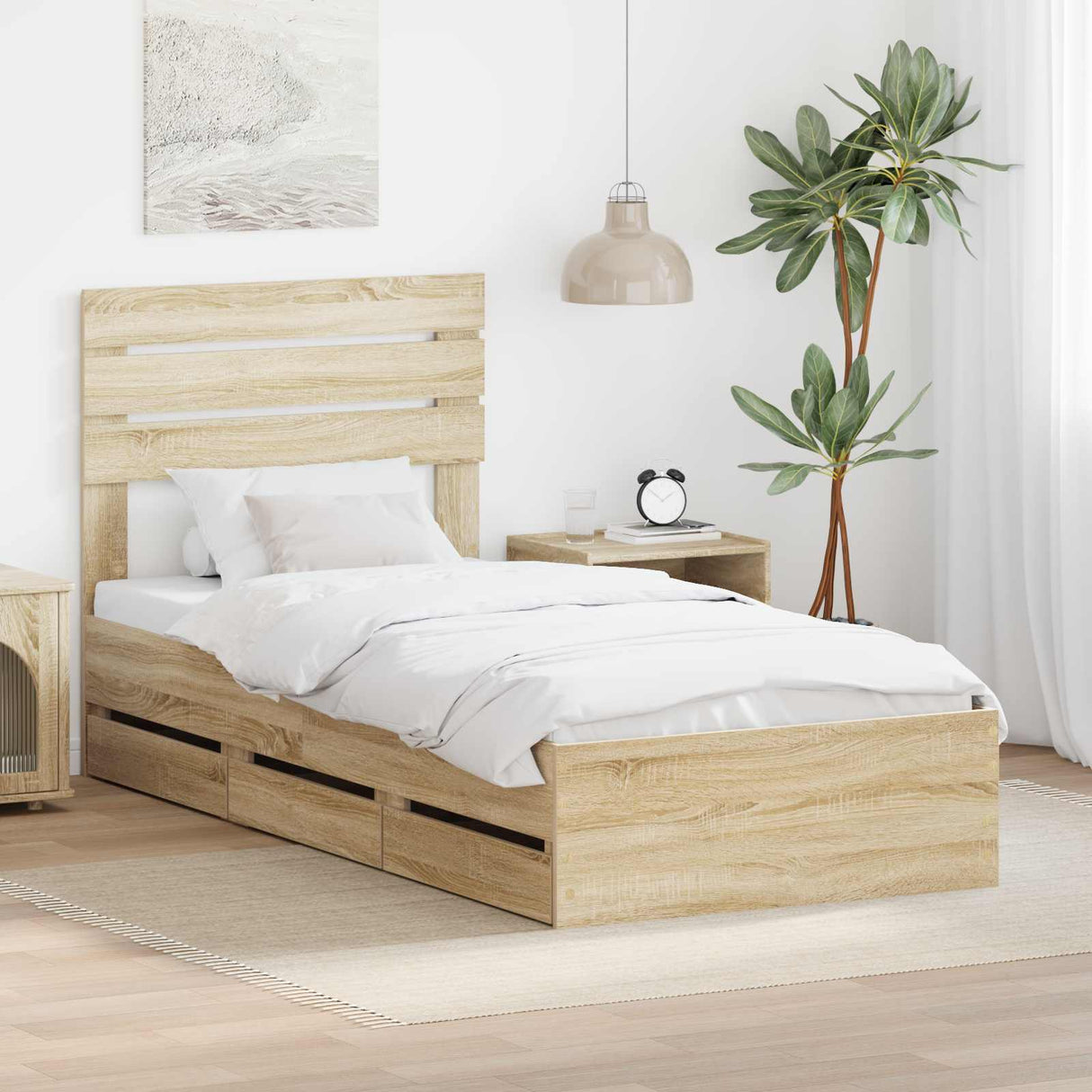 Bed Frame with Drawer Sonoma Oak 90 x 190 cm Engineered Wood