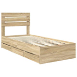 Bed Frame with Drawer Sonoma Oak 90 x 190 cm Engineered Wood - Top-Down View
