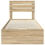 Bed Frame with Drawer Sonoma Oak 90 x 190 cm Engineered Wood - Low Angle