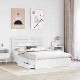 Storage Bed with Headboard White 150 x 200 cm Engineered Wood - Side View