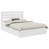 Storage Bed with Headboard White 150 x 200 cm Engineered Wood - Front View