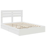 Storage Bed with Headboard White 150 x 200 cm Engineered Wood - Top-Down View