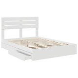 Storage Bed with Headboard White 150 x 200 cm Engineered Wood