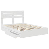 Storage Bed with Headboard White 150 x 200 cm Engineered Wood - 45-Degree Angle