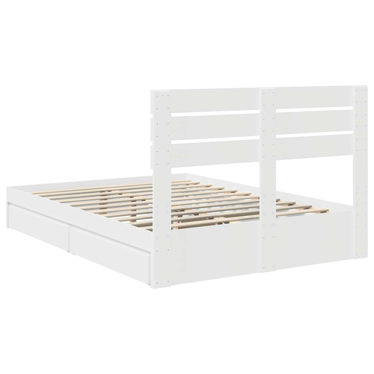 Storage Bed with Headboard White 150 x 200 cm Engineered Wood