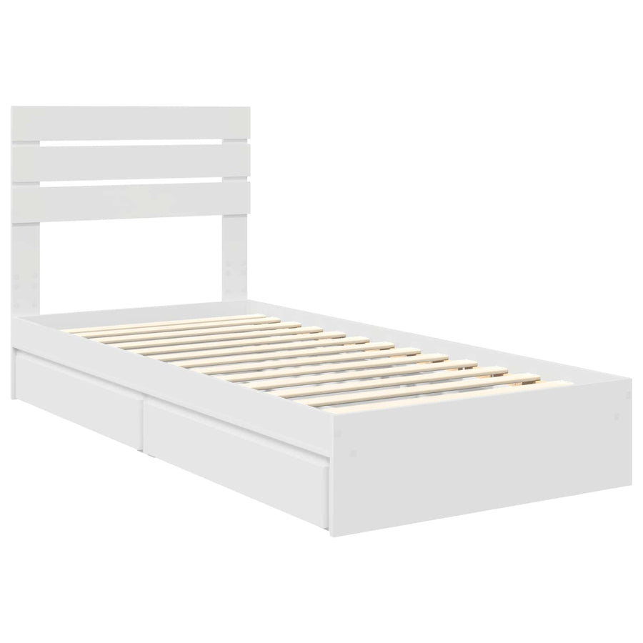 Storage Bed with Drawer White 90 x 190 cm Engineered Wood