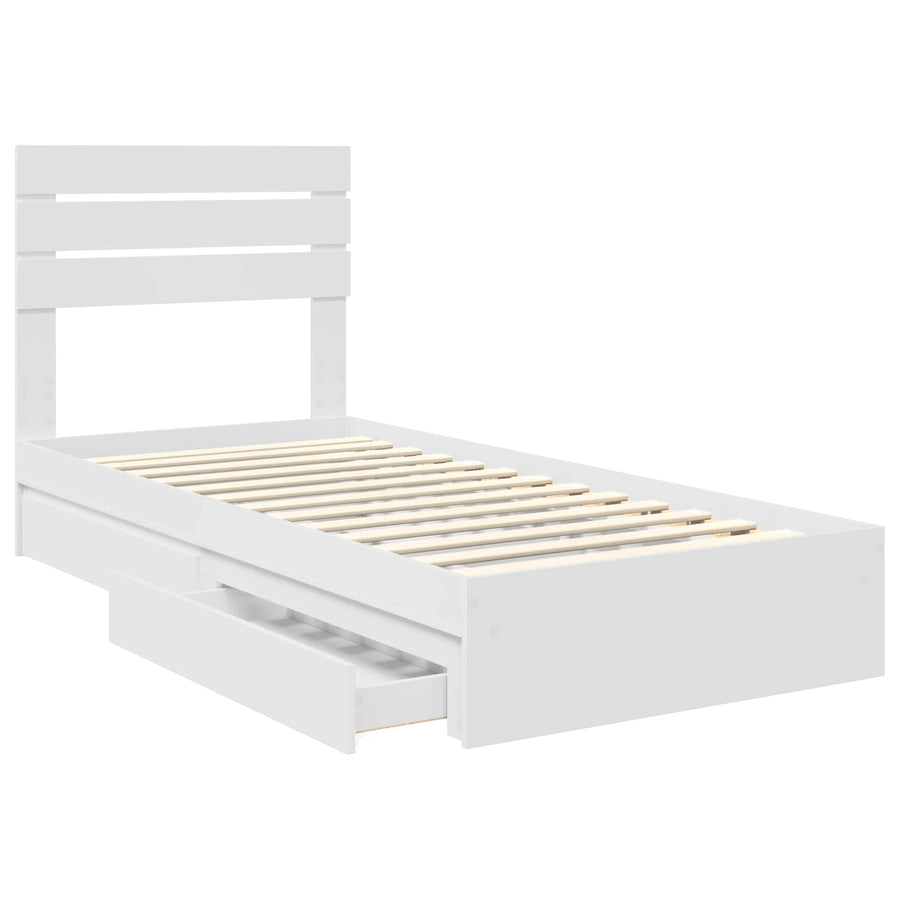 Storage Bed with Drawer White 90 x 190 cm Engineered Wood