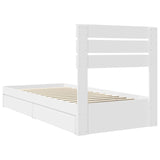 Storage Bed with Headboard White 90 x 190 cm Engineered Wood - Extra Image