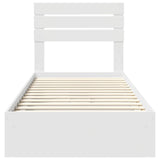 Storage Bed with Headboard White 90 x 190 cm Engineered Wood - Low Angle