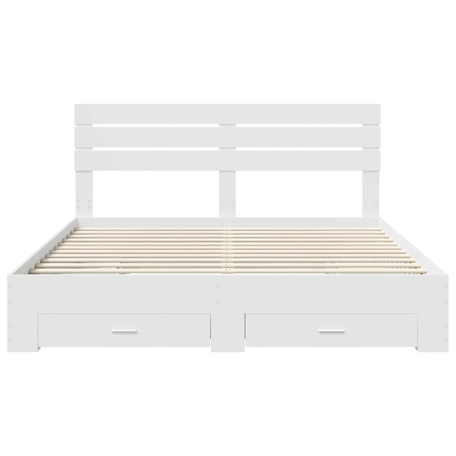 Bed Frame with Drawer White 180 x 200 cm Engineered Wood