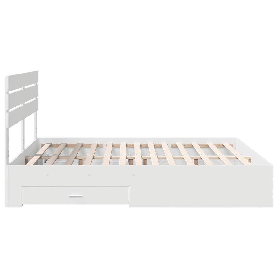 Bed Frame with Drawer White 180 x 200 cm Engineered Wood