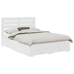 Bed Frame with Drawer White 150 x 200 cm Engineered Wood