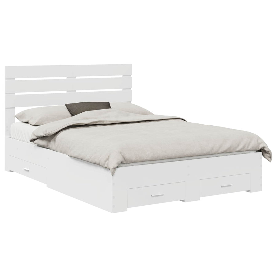 Bed Frame with Drawer White 150 x 200 cm Engineered Wood