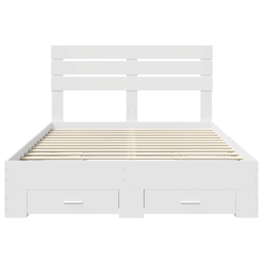 Bed Frame with Drawer White 150 x 200 cm Engineered Wood