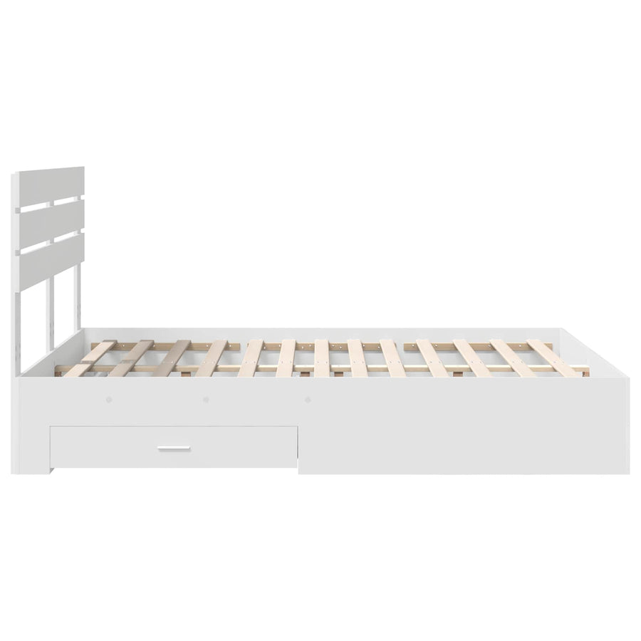 Bed Frame with Drawer White 150 x 200 cm Engineered Wood