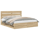 Bed Frame with Drawer Sonoma Oak 180 x 200 cm Engineered Wood - Front View