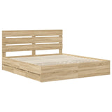 Bed Frame with Drawer Sonoma Oak 180 x 200 cm Engineered Wood - Top-Down View