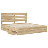 Bed Frame with Drawer Sonoma Oak 180 x 200 cm Engineered Wood - 45-Degree Angle