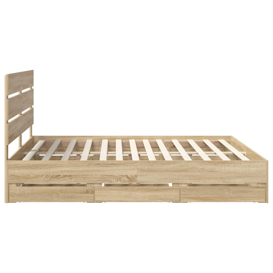 Bed Frame with Drawer Sonoma Oak 180 x 200 cm Engineered Wood