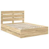 Bed Frame with Drawer Sonoma Oak 150 x 200 cm Engineered Wood - Top-Down View
