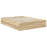 Bed Frame with Drawer Sonoma Oak 150 x 200 cm Engineered Wood - Rear View
