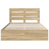 Bed Frame with Drawer Sonoma Oak 150 x 200 cm Engineered Wood - Low Angle