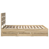 Bed Frame with Drawer Sonoma Oak 150 x 200 cm Engineered Wood - Extra Image